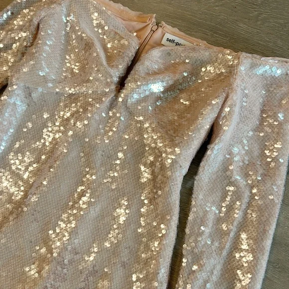 Self Portrait Sequin Off Shoulder Mini Dress NWT